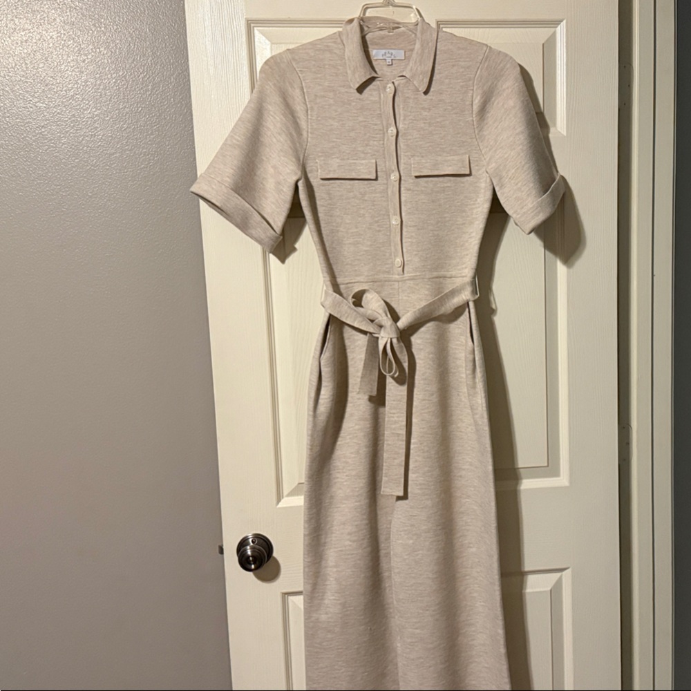 Chic Beige Short Sleeve Jumpsuit